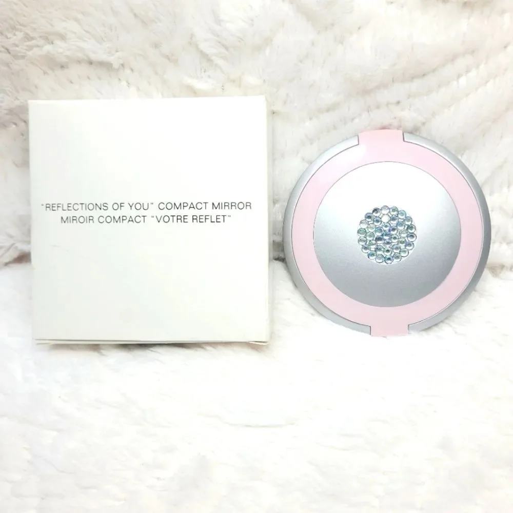 Vtg Avon 2005 Reflections Of You Double Compact Pink Mirror 3 Inch Jeweled New